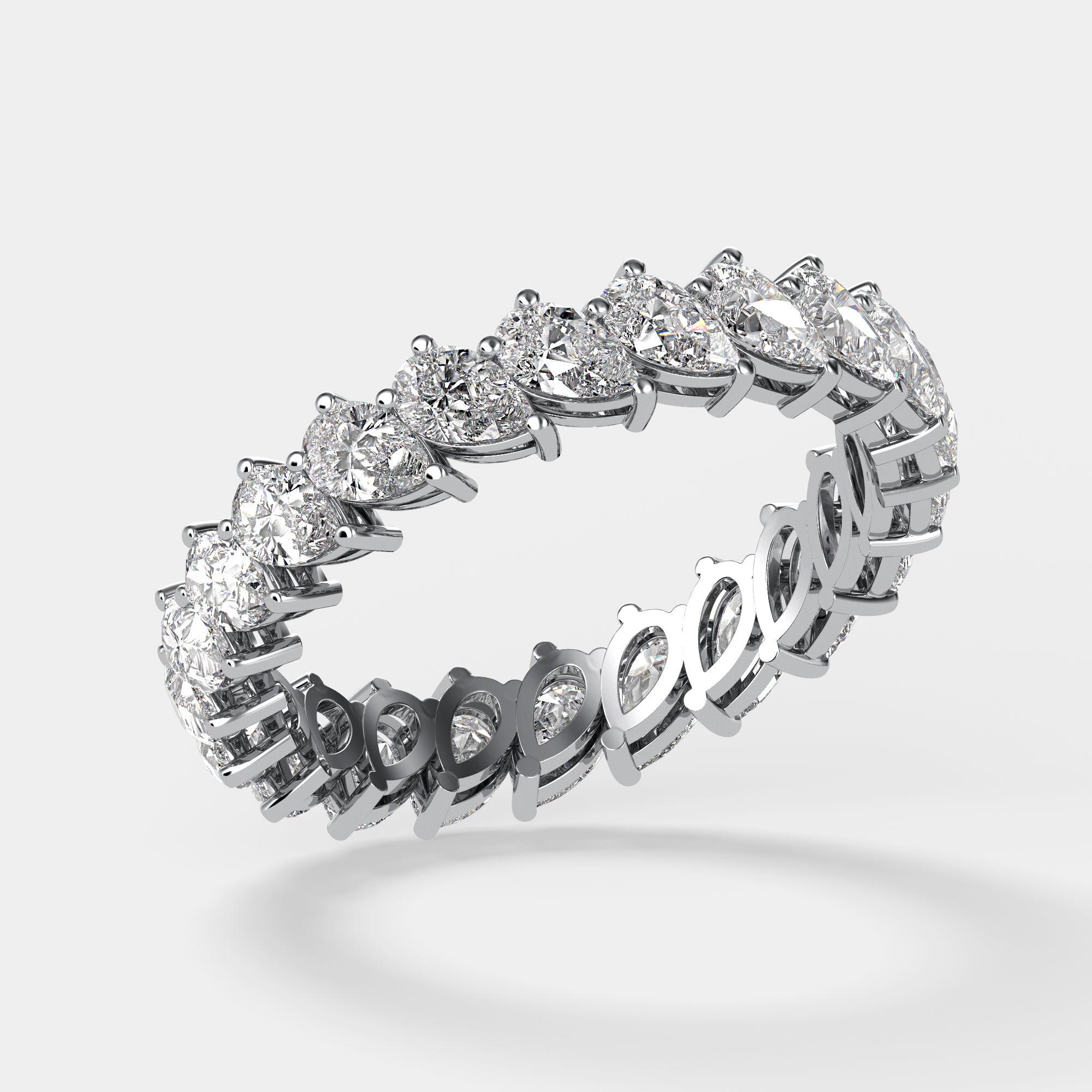 Pear Cut Shared Prong Eternity Band | Lab Diamond