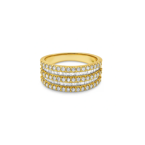 Double Tier Pave x Baguette Statement Ring
