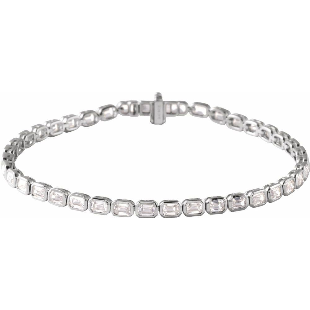East West Bezeled Emerald Tennis Bracelet - Lab Grown Diamond