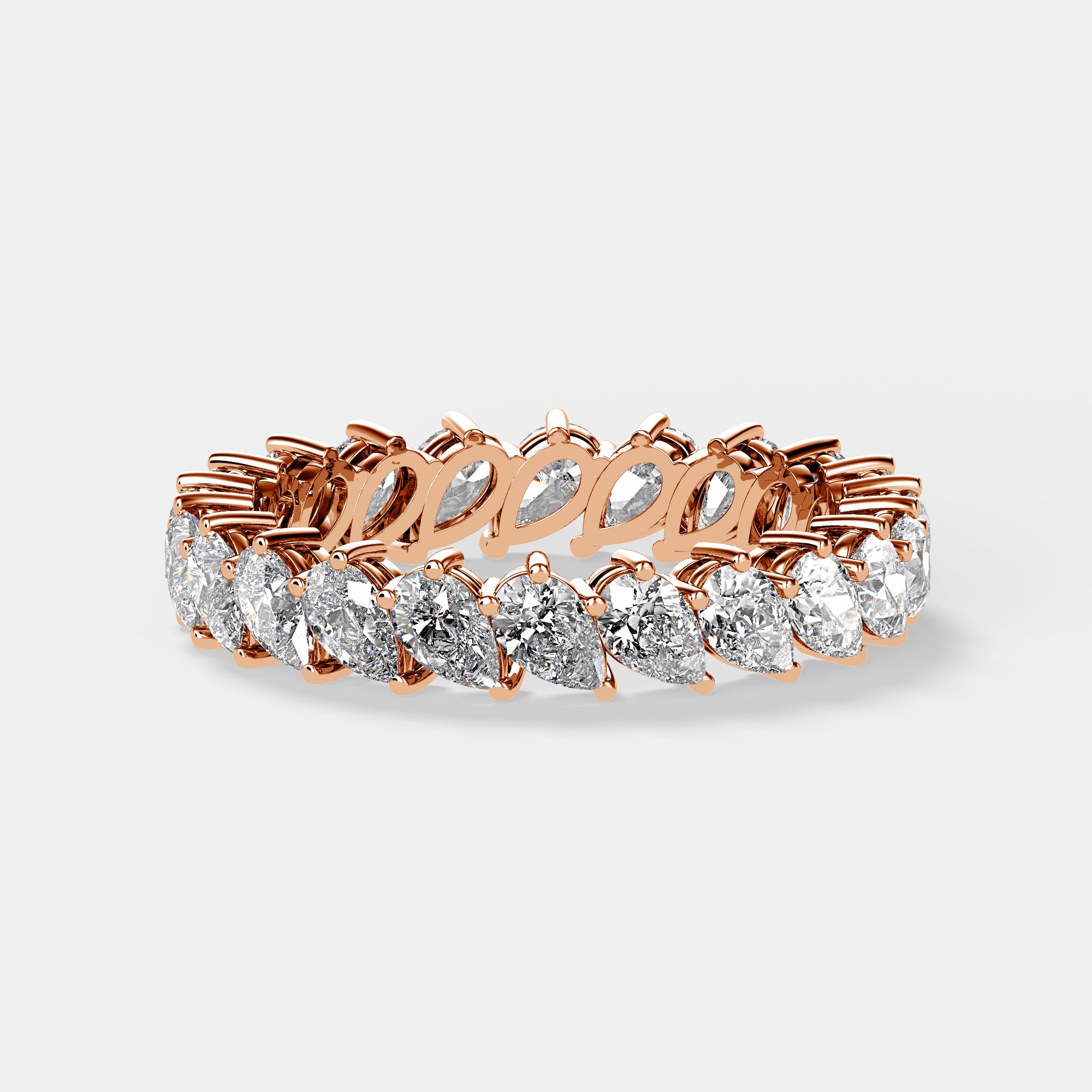 Pear Cut Shared Prong Eternity Band | Lab Diamond
