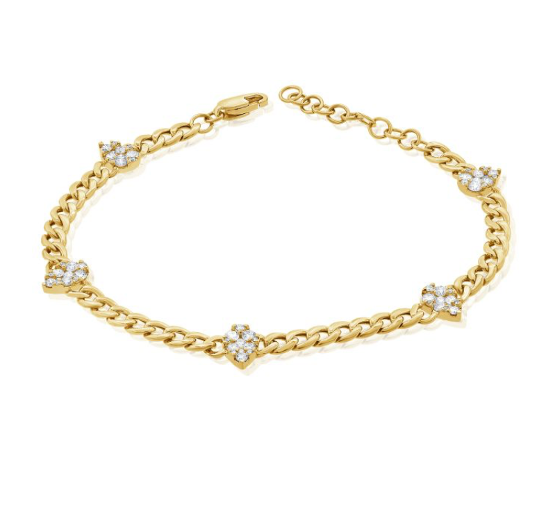 Cluster Pear Cuban Link Bracelet