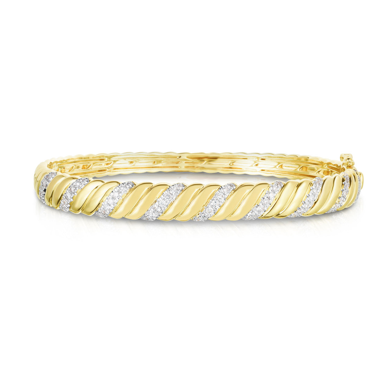 Double Twisted Gold x Diamond Bangle