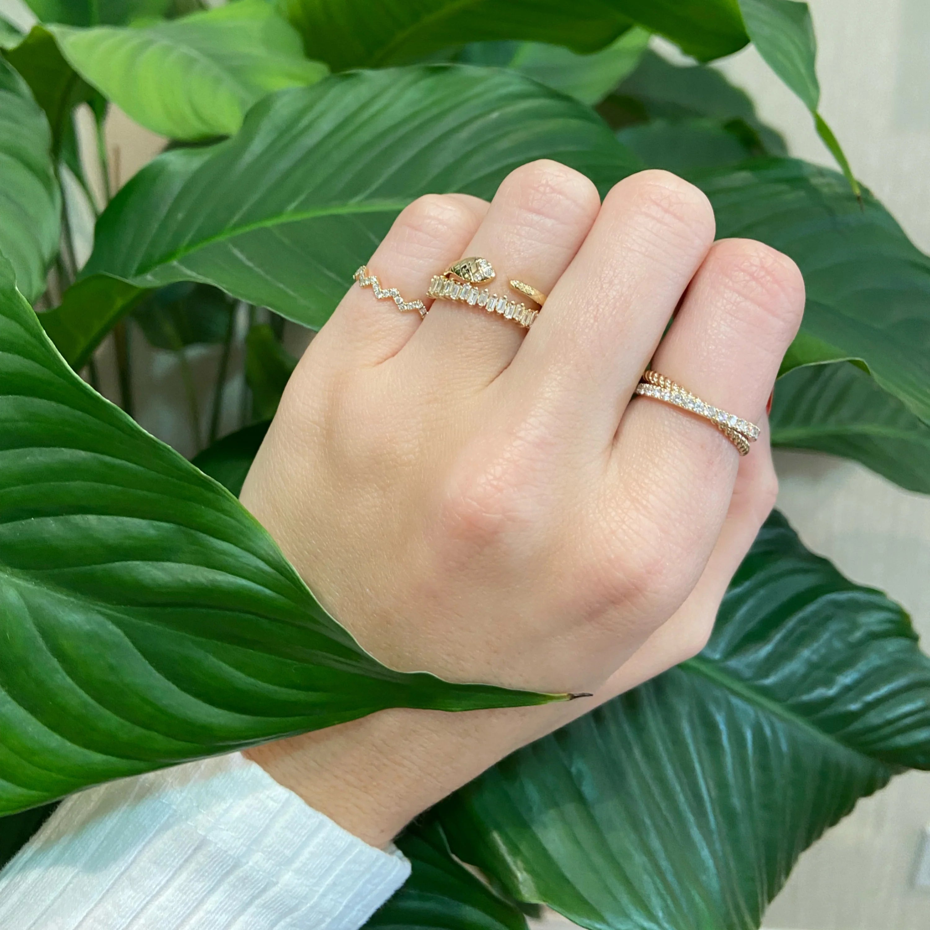 Scattered Baguette Halfway Ring