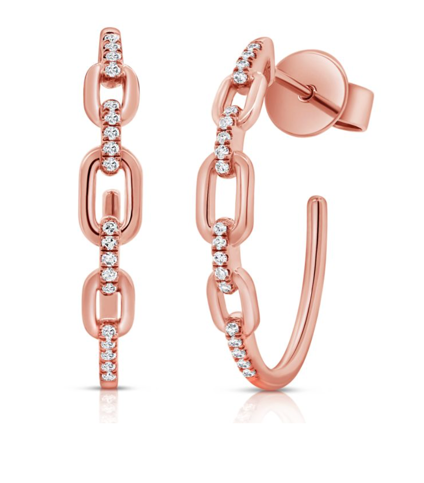 Long Link Pavé Accent Hoops