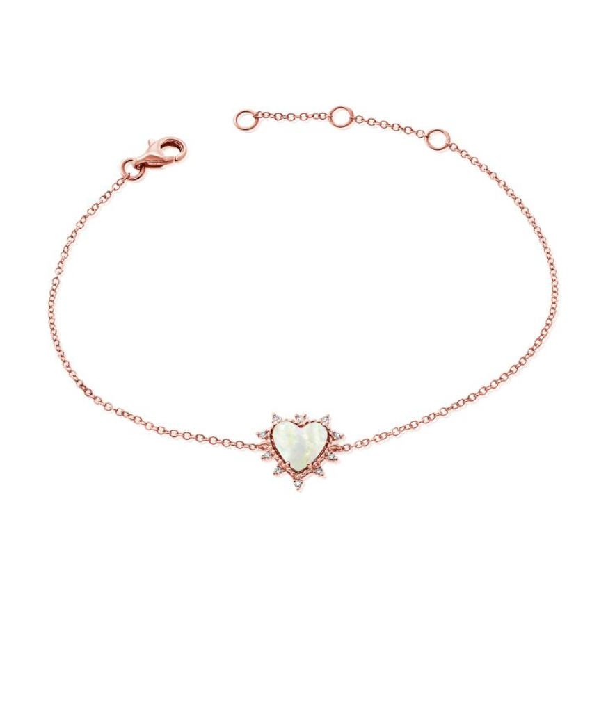 Hearts & Love Mother Of Pearl Diamond Accent Bracelet