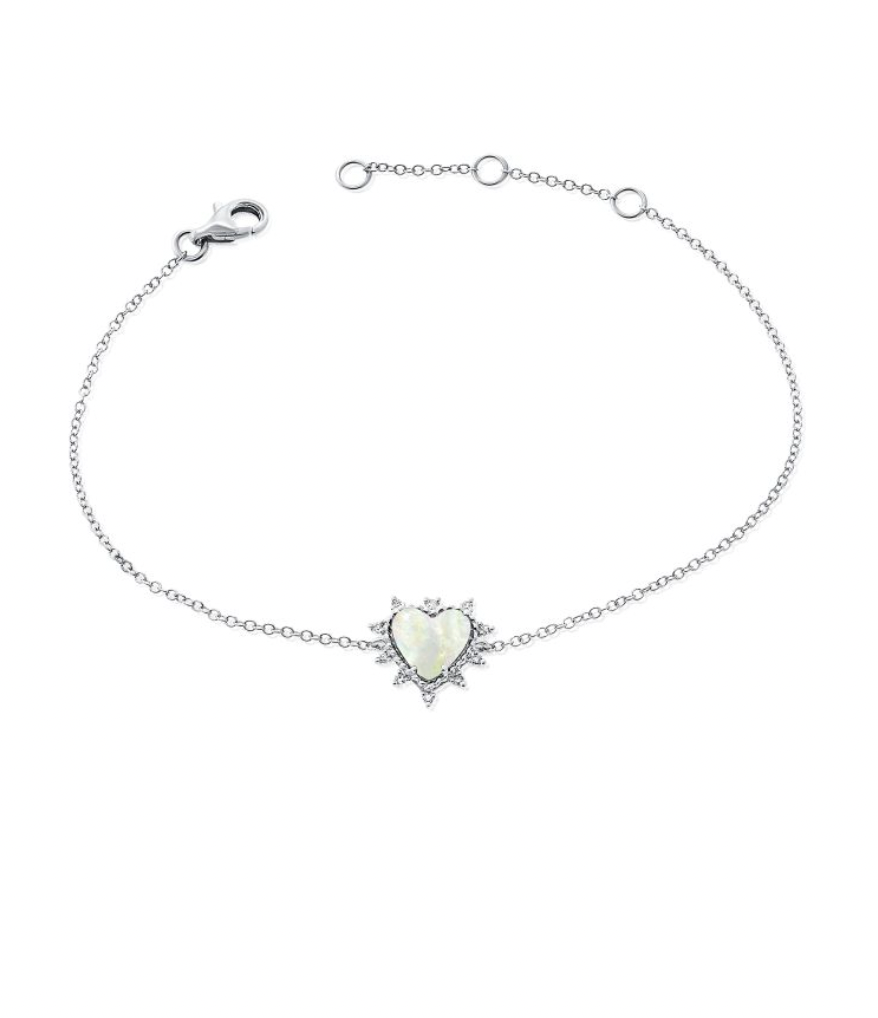 Hearts & Love Mother Of Pearl Diamond Accent Bracelet