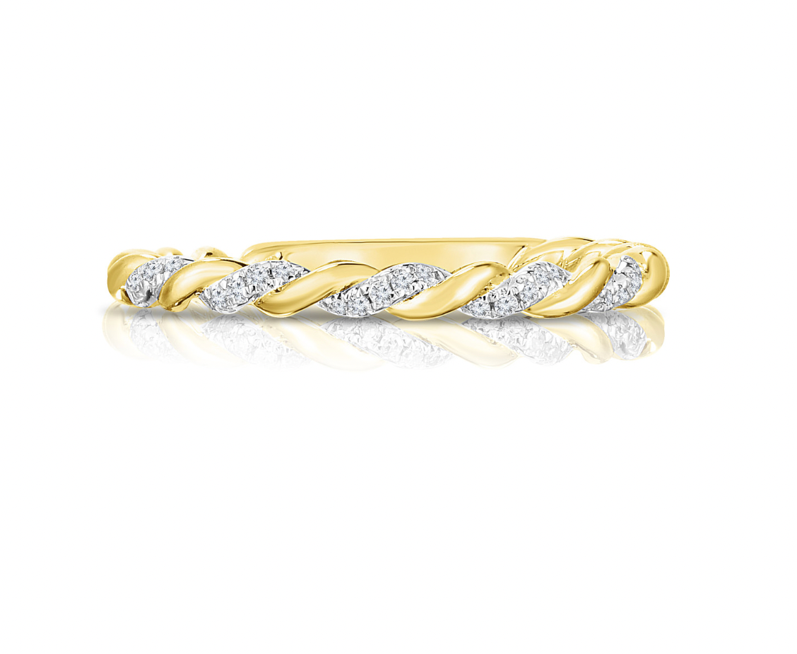 Twisted Diamond Half Way Pavé Band