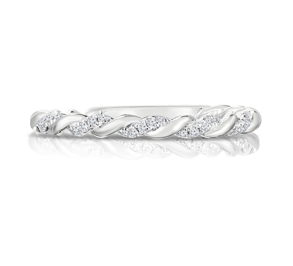 Twisted Diamond Half Way Pavé Band