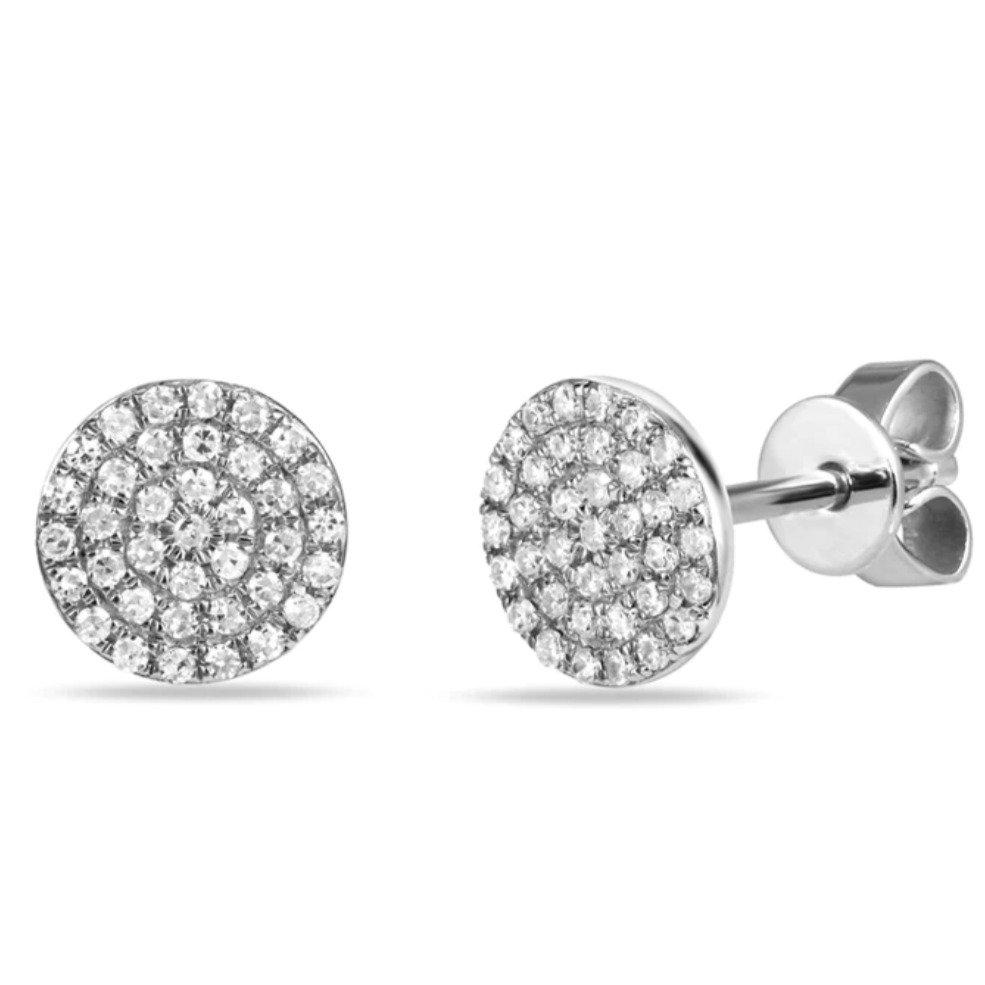 Pavé Diamond Disc Stud Earrings