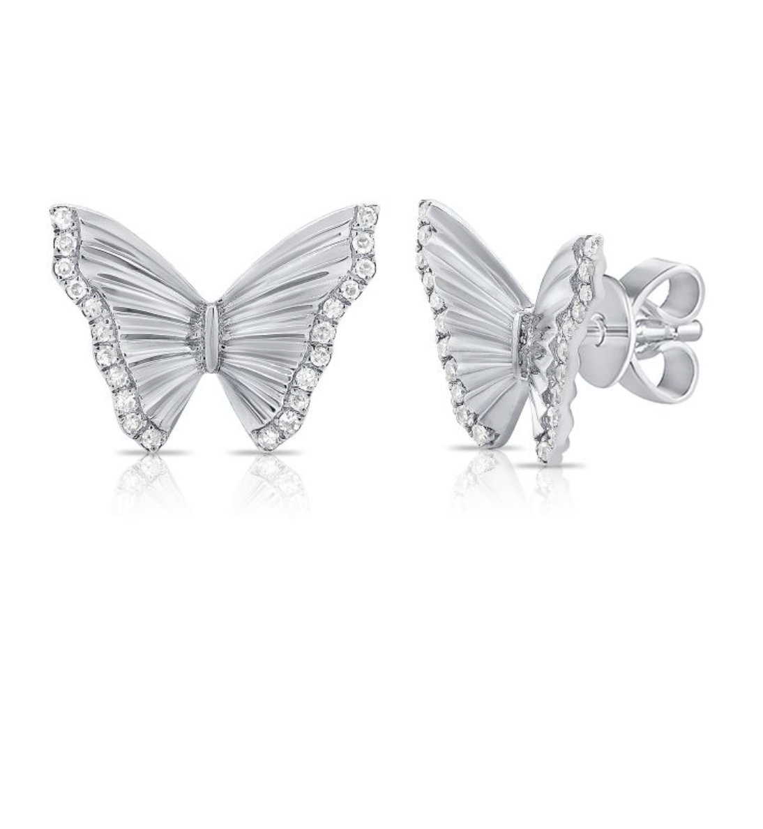 Diamond Edge Fluted Butterfly Stud