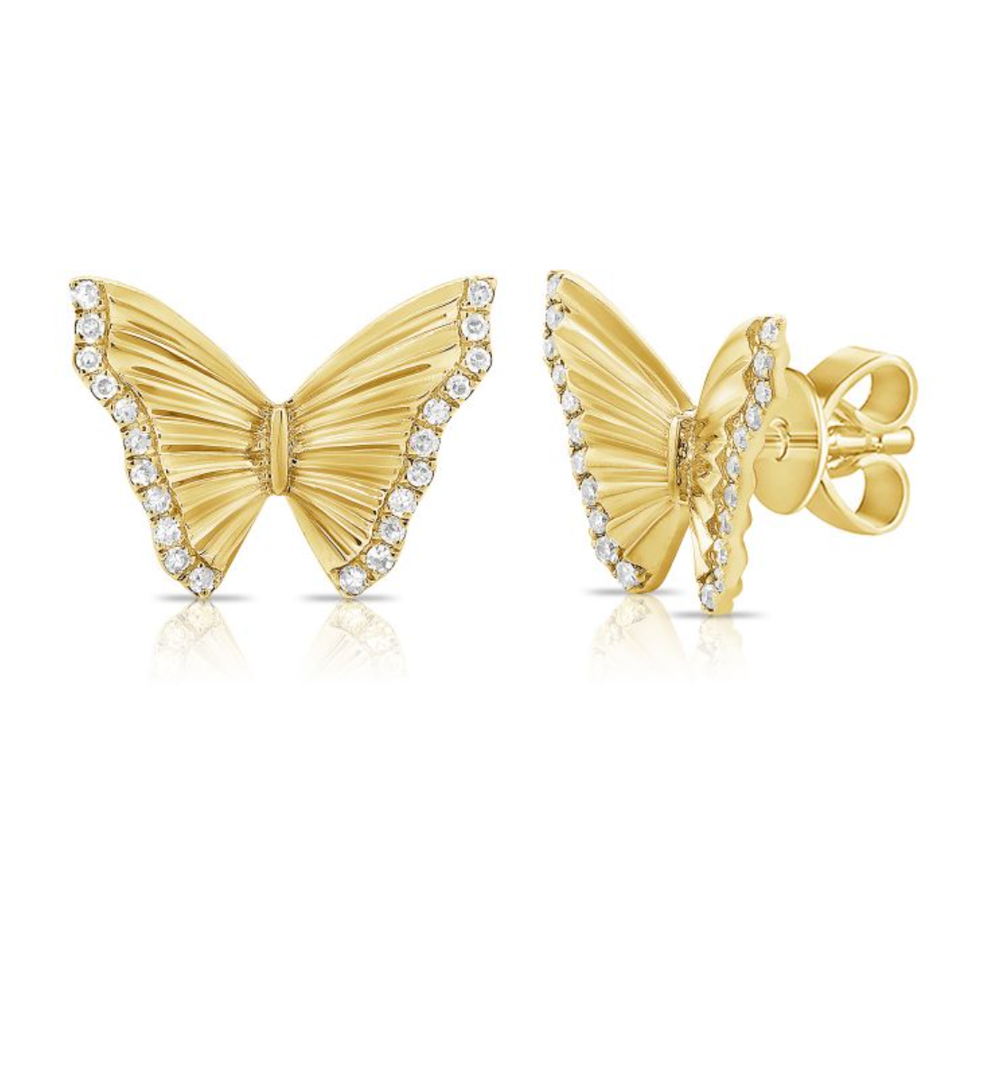 Diamond Edge Fluted Butterfly Stud