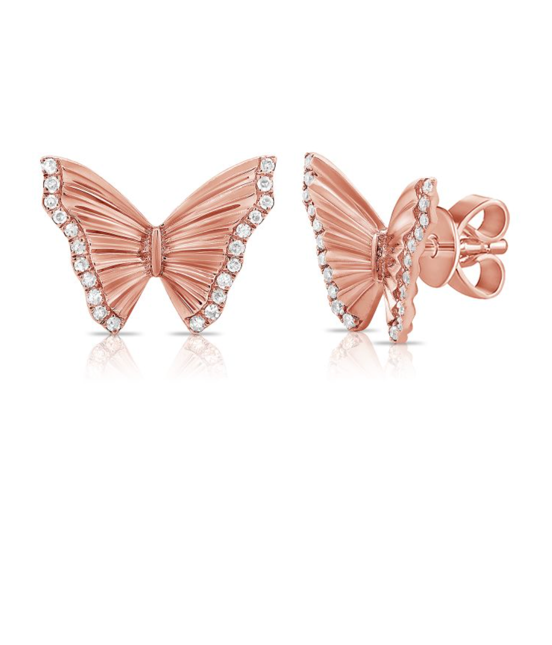 Diamond Edge Fluted Butterfly Stud