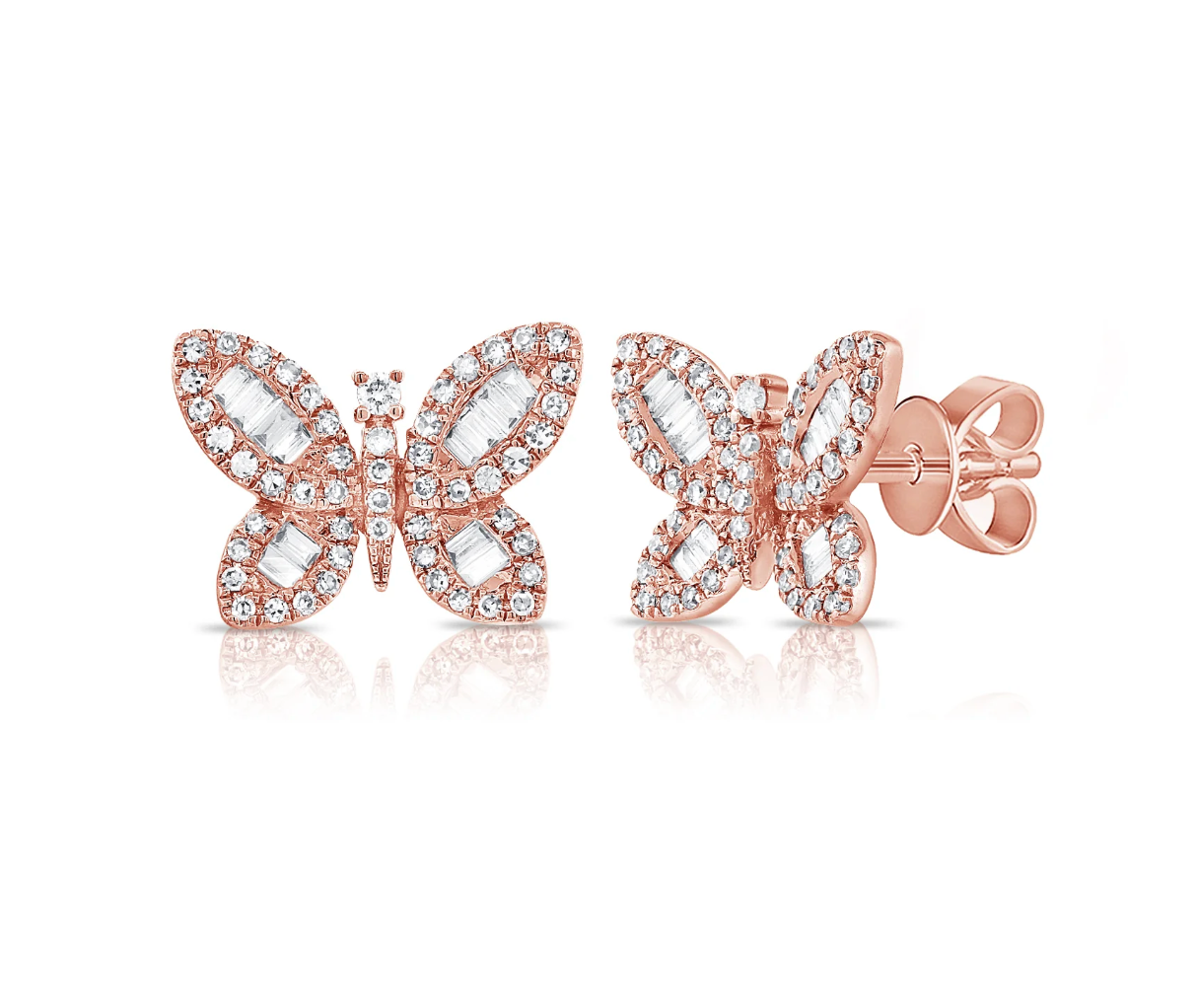 Baguette x Pave Butterfly Stud Earrings