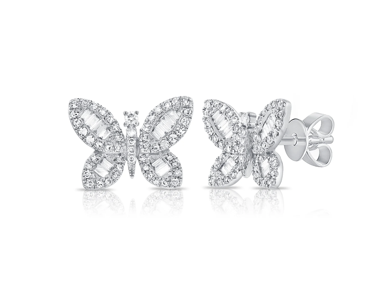 Baguette x Pave Butterfly Stud Earrings