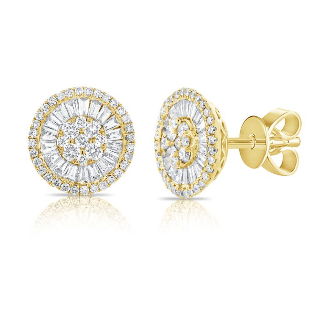 Baguette x Round Brilliant Illusion Set Circle Studs