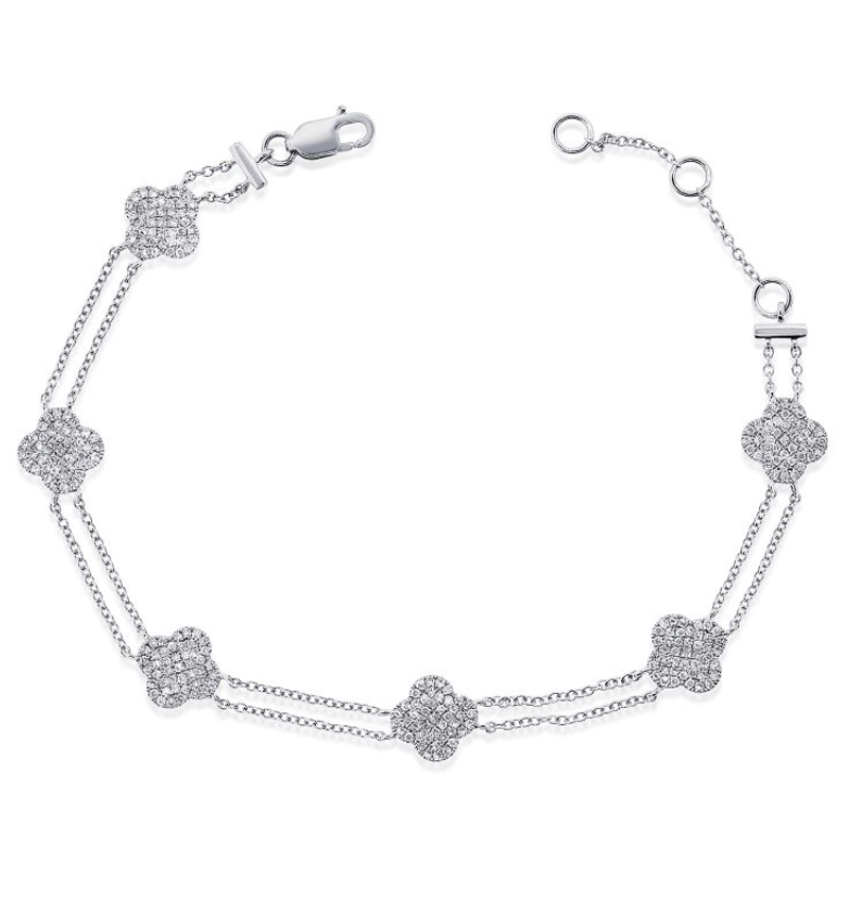 Pavé Clover Double Chain Bracelet