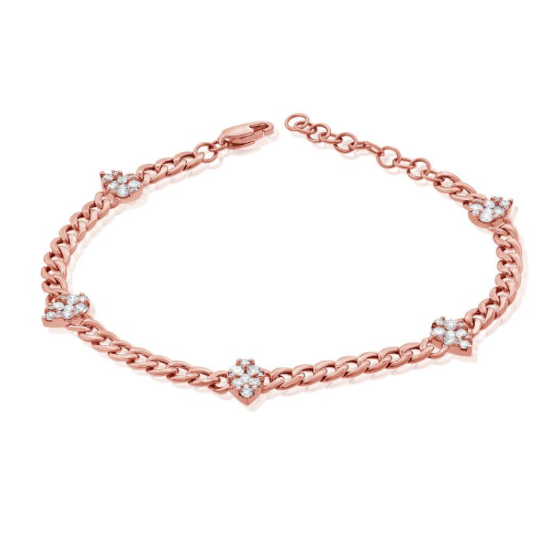 Cluster Pear Cuban Link Bracelet