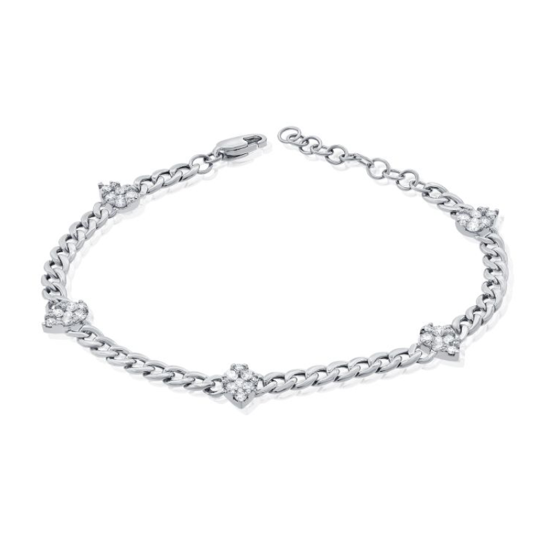 Cluster Pear Cuban Link Bracelet