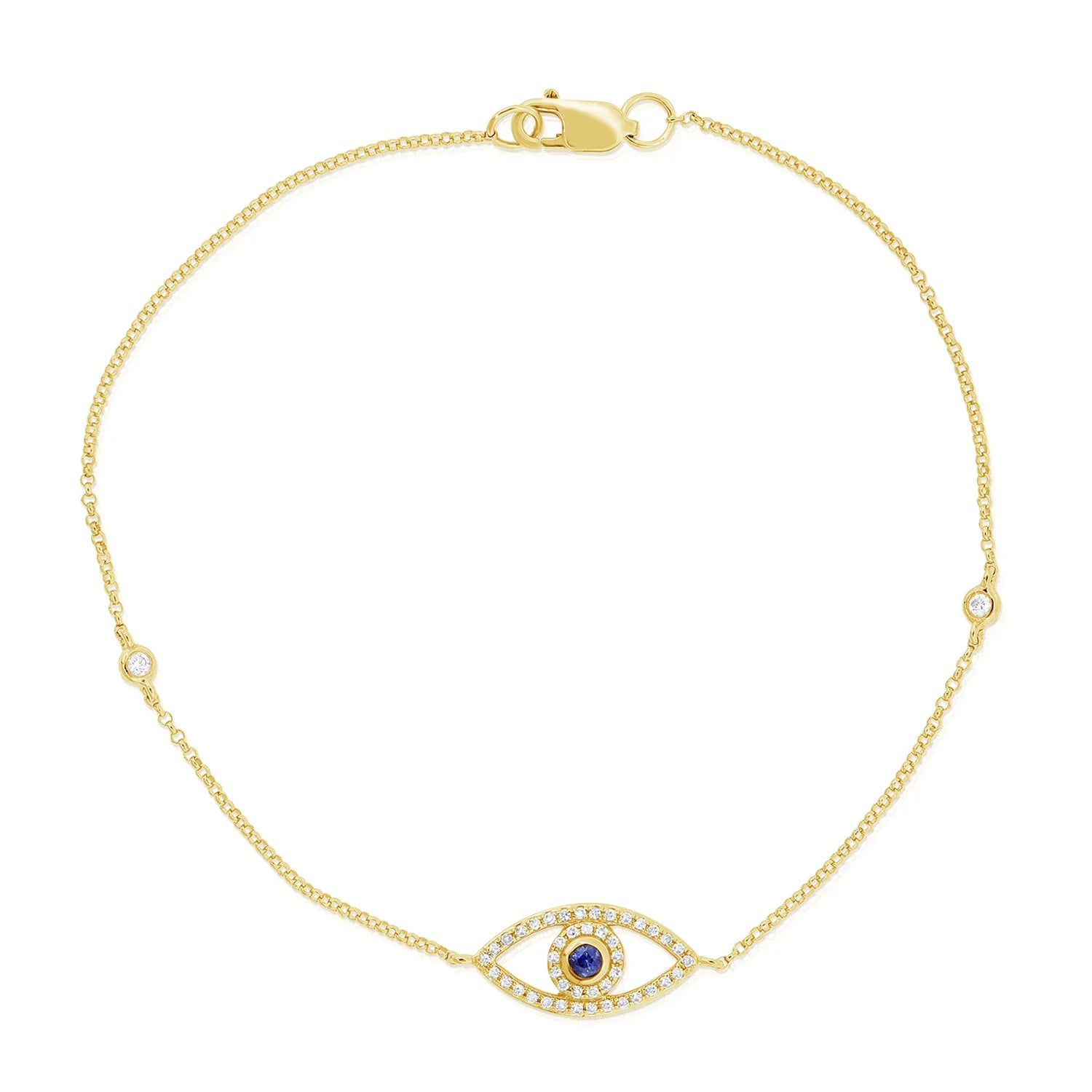 Evil Eye x Bezel Diamond Chain Bracelet