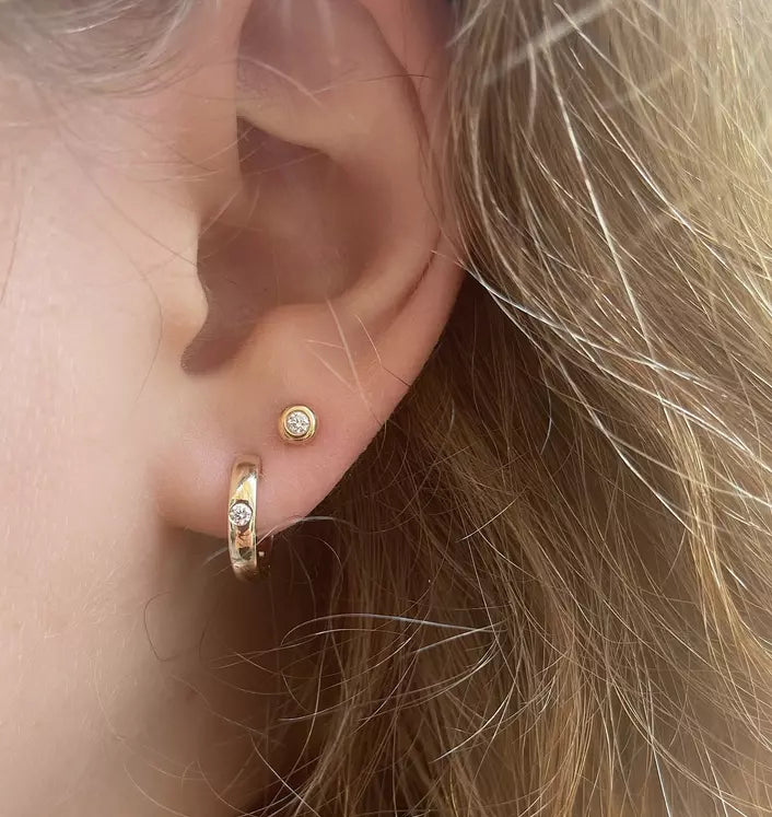 Single Diamond Huggie Earring